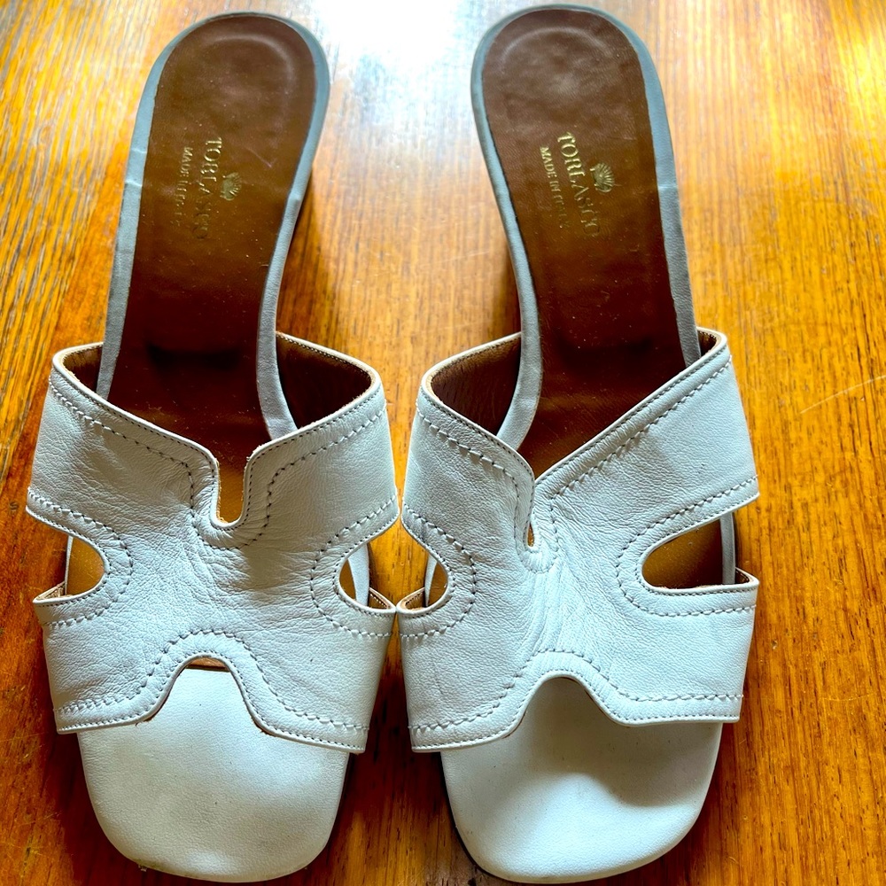 Italian Leather Block Kitten Heels